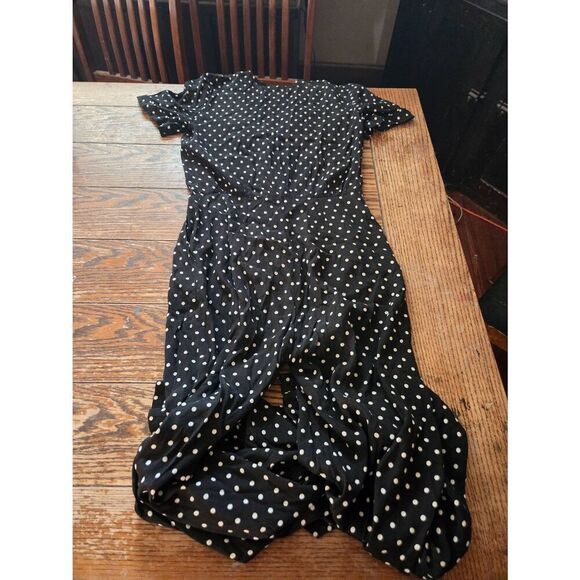 Sezane Rayan jumpsuit black white polka dots short sleeves button size 36 (US 4) - Picture 4 of 5